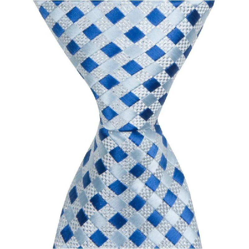 B21 - Blue/Silver Gingham - Varied Widths