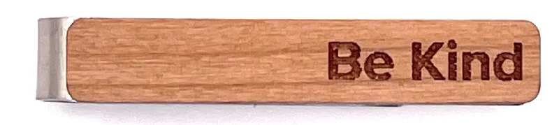 Be Kind Cherry Wood Tie Clip