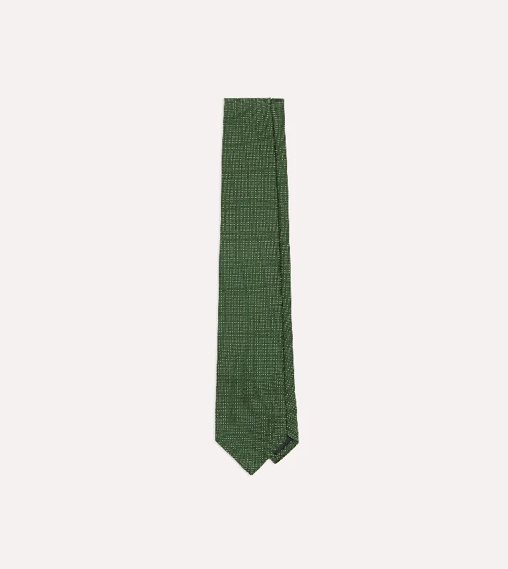 Green Micro Polka Dot Embroidered Tipped Tie