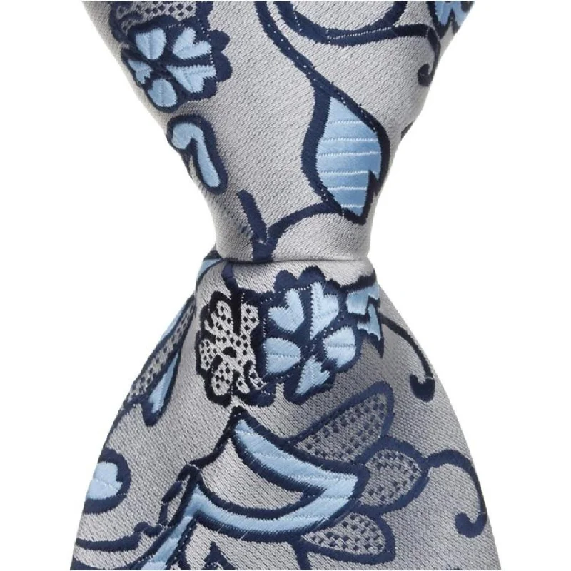 S5 - Silver with Blue Flowers - Standard Width