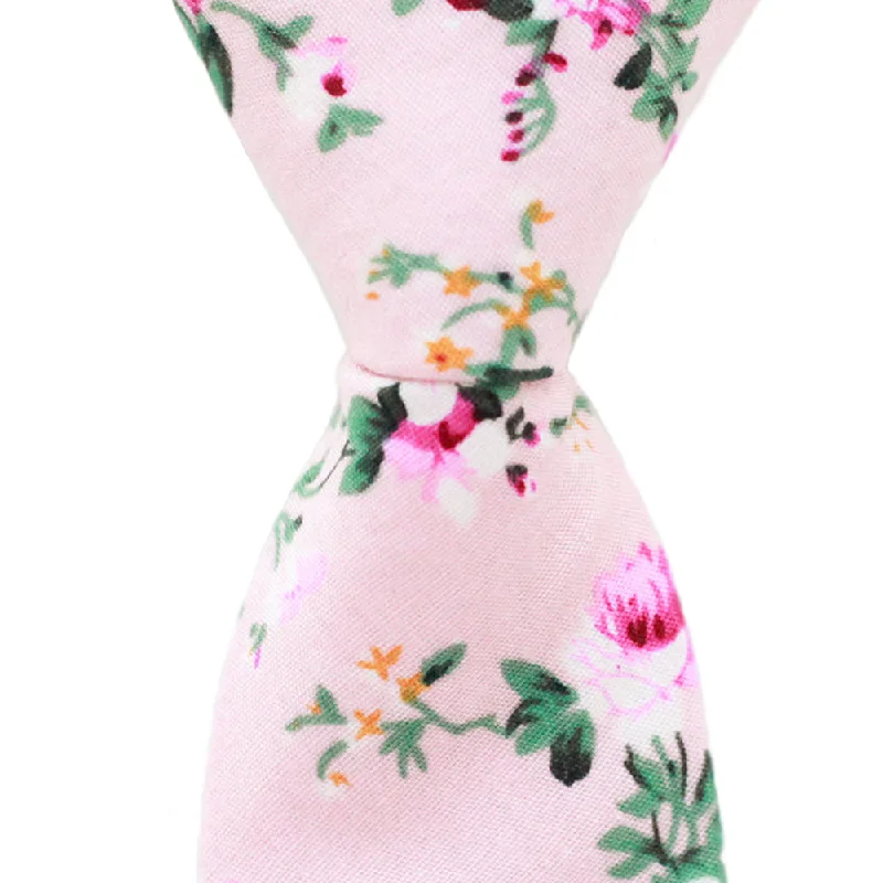 ST13 - Pink Floral Cotton - Skinny Width