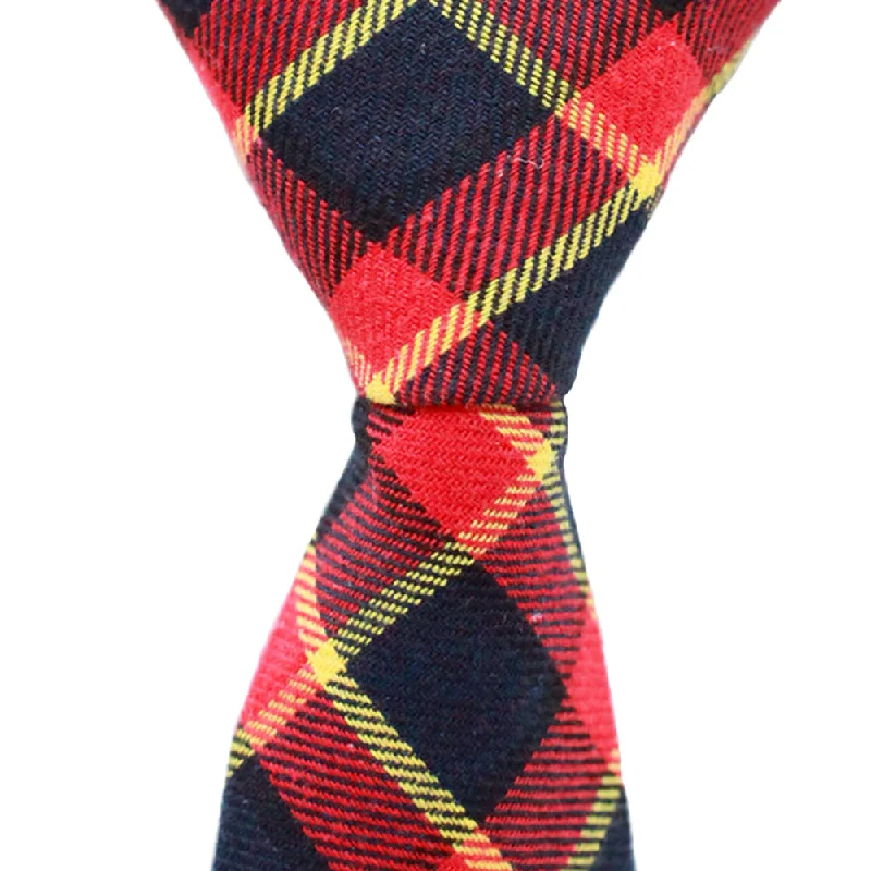 ST15 - Red/Black/Yellow Plaid Cotton - Skinny Width