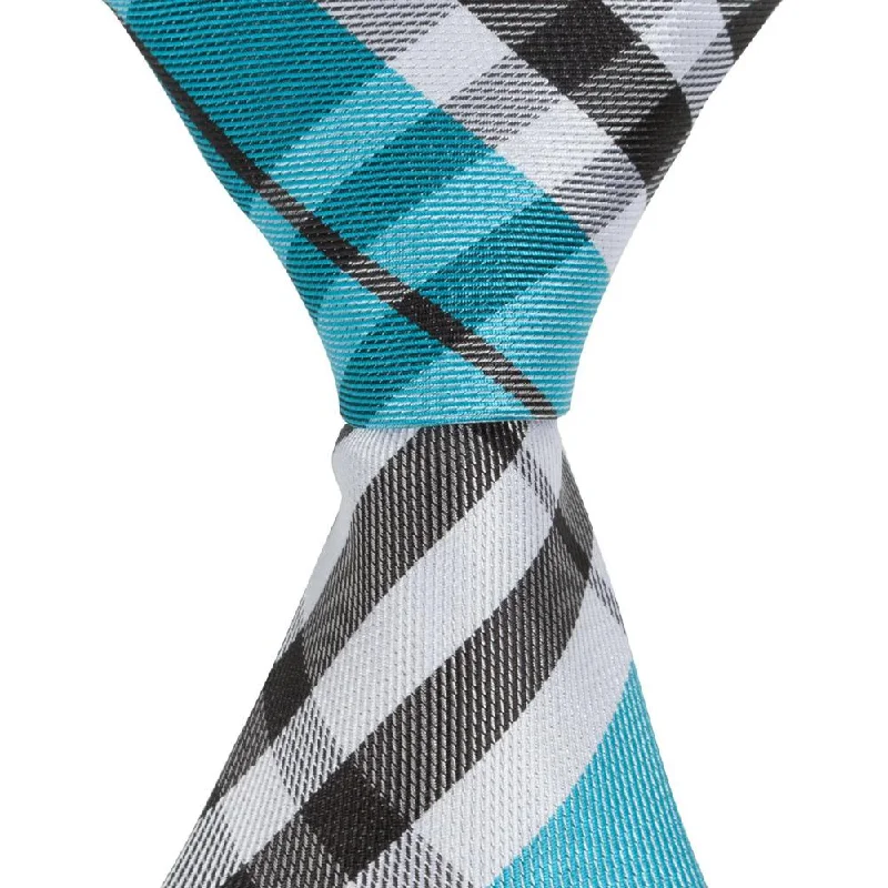 ST4 - Aqua/Black/White Plaid - Skinny Width