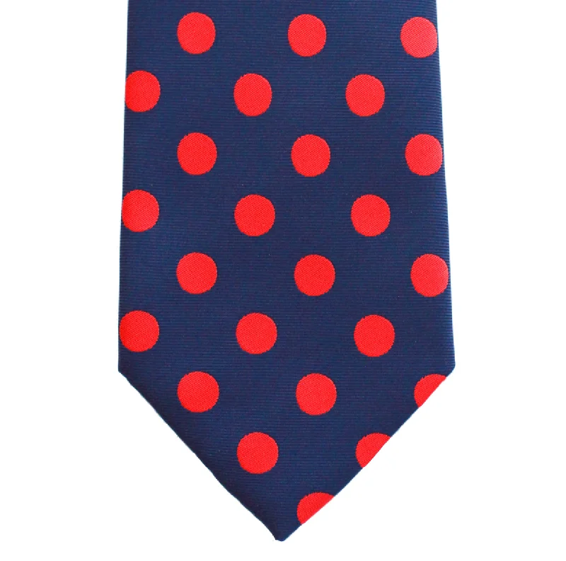 WF1 - Navy with Red Polka Dots Skinny Width Necktie