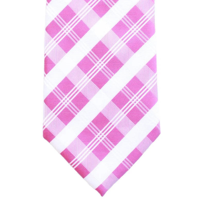 WF15 - Pink and White Plaid Standard Width Necktie