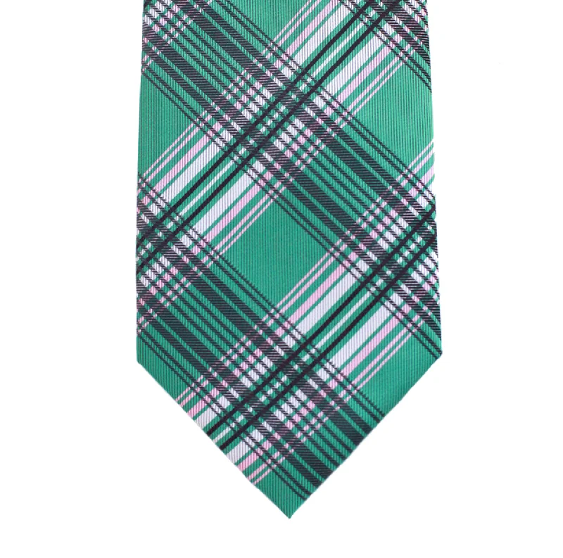 WF8 - Green w/Pink Plaid Standard Width Necktie