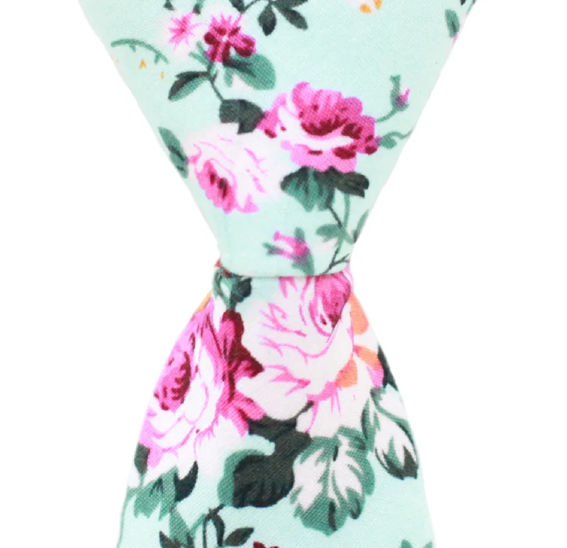 XB9 - Aqua Floral Cotton - Standard Width