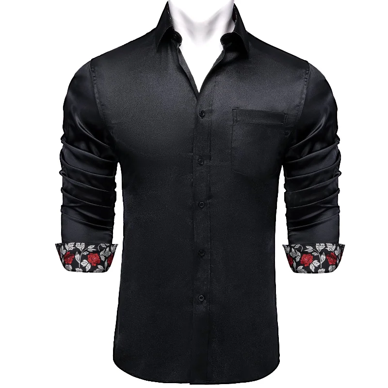 DiBanGu Men's Black Solid Shirt