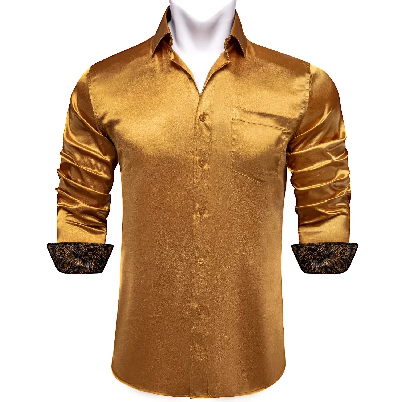 DiBanGu Men's Golden Solid Shirt