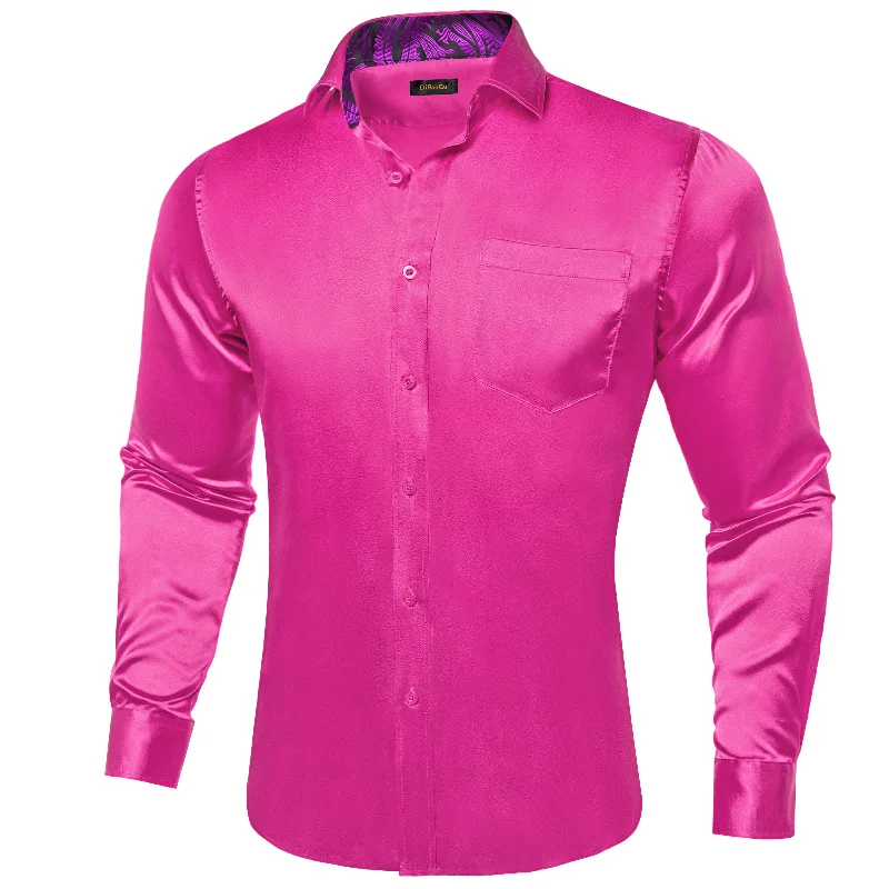 DiBanGu Men's Purple Solid Long Sleeve Shirt