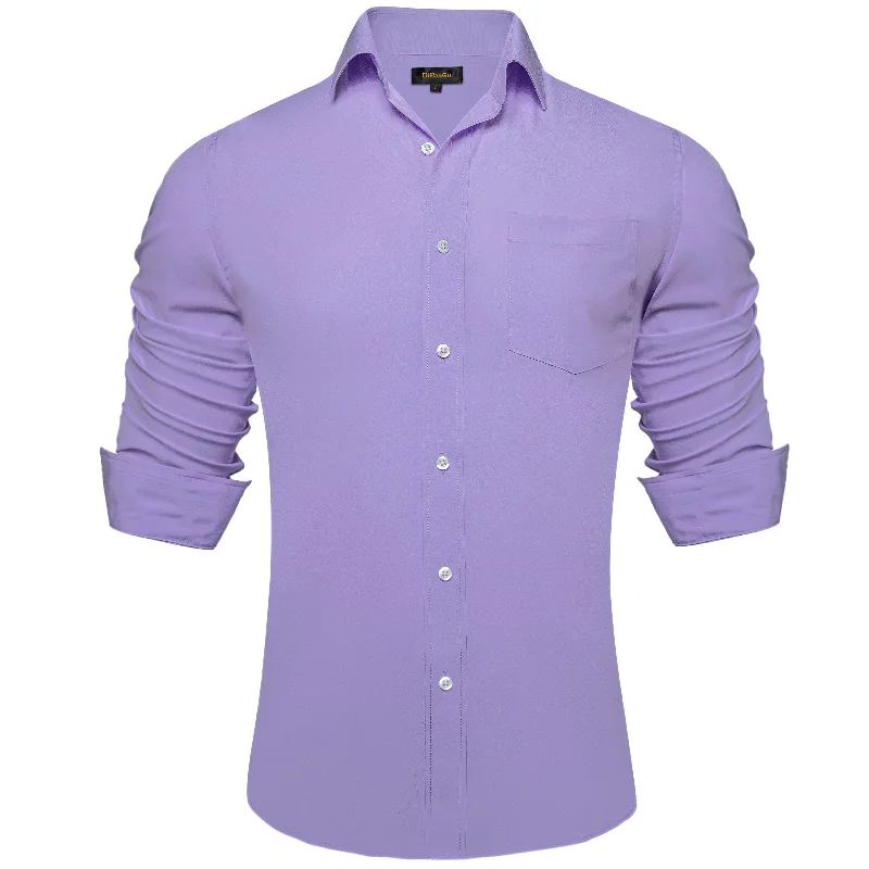 DiBanGu Purple Solid Silk Men's Business Shirt