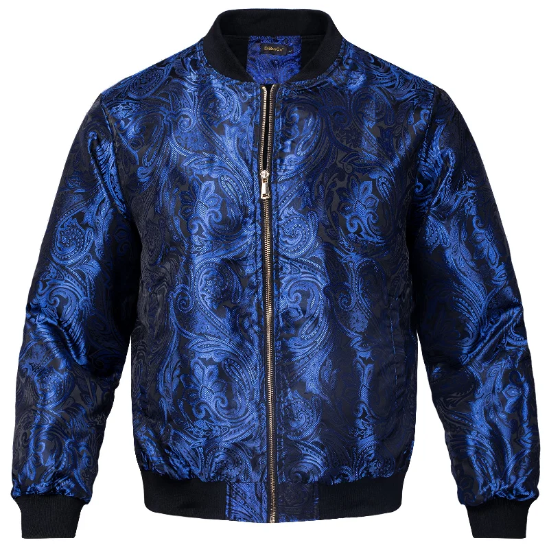 DiBanGu Blue Men's Jacquard Light Casual Jacket