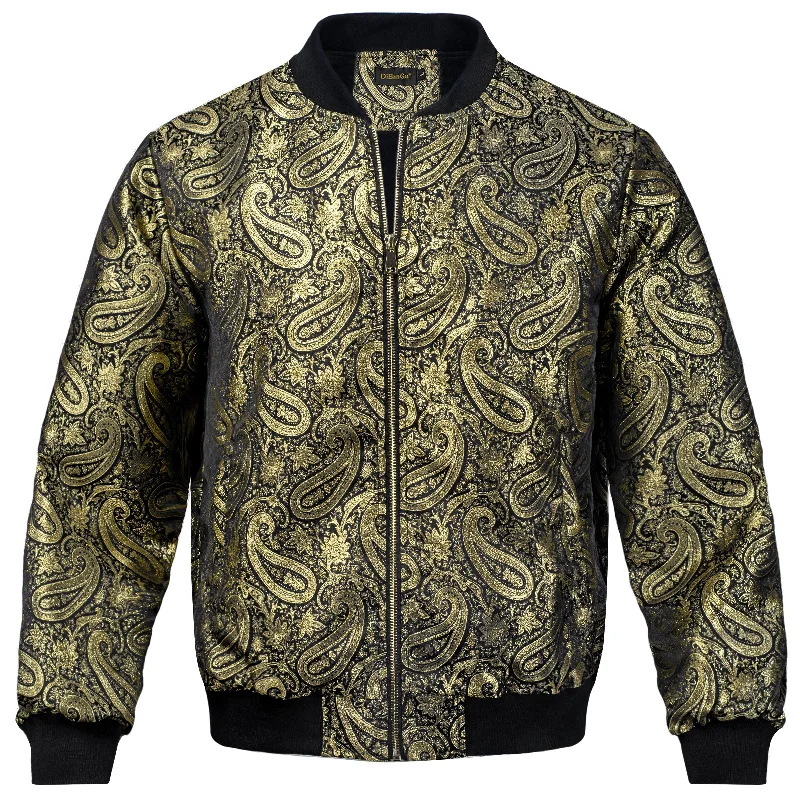 DiBanGu Golden Paisley Men's Jacquard Light Casual Jacket