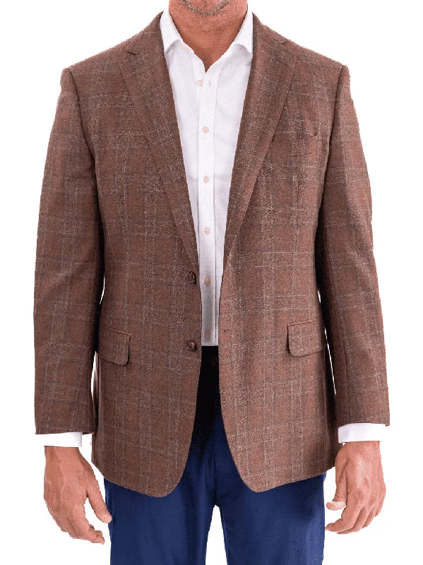 Blujacket Men's Brown Plaid Loro Piana Wool Regular Fit Blazer Sportcoat