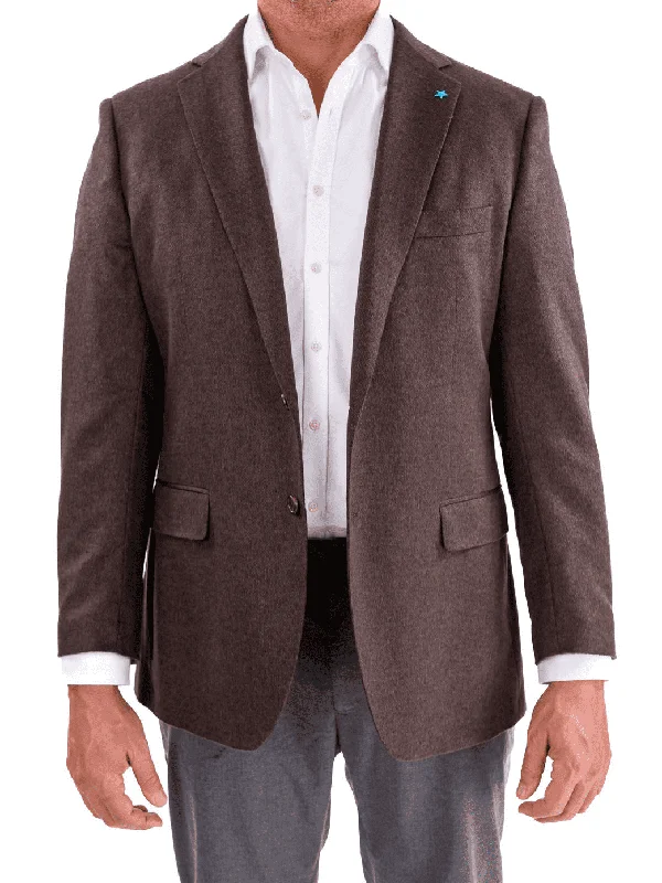 Blujacket Mens Brown Regular Fit Silk Cashmere 2 Button Blazer Sportcoat