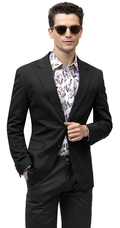 Men Solid Blazer CHJ01 - Black