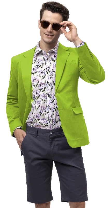 Men Solid Blazer CHJ01  - Lime