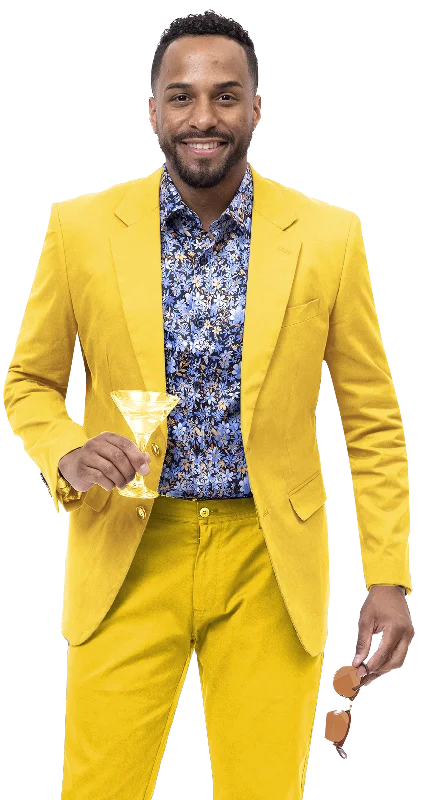 Men Solid Blazer CHJ01  - Yellow