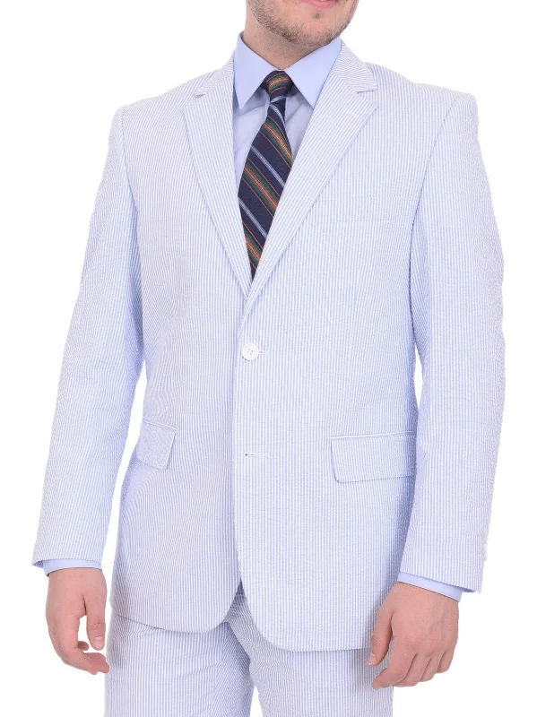 Emigre Classic Fit Blue Seersucker Blazer