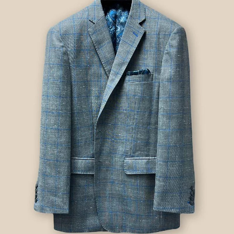 Westwood Hart Grey with Medium Blue Windowpane Men's Sport Coat