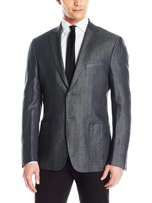 Men's DKNY Classic Fit Gray Half Lined Lightweight Linen Summer Blazer Sportcoat