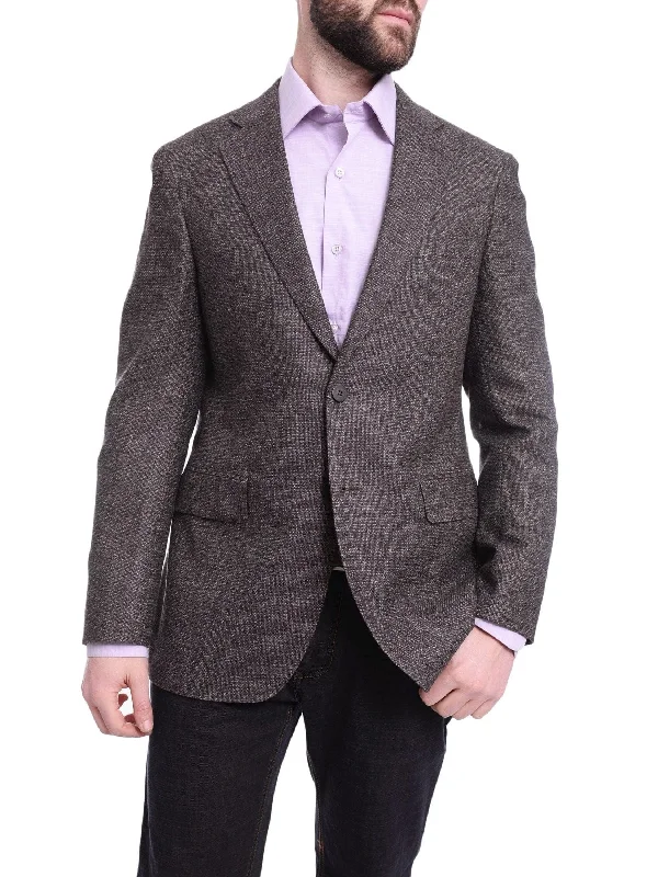 Napoli Slim Fit Purple Textured Two Button Half Canvassed Wool Blazer Sportcoat