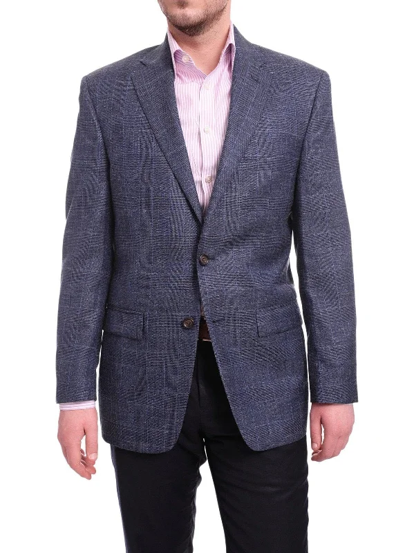 Ralph Lauren Classic Fit Blue Plaid Two Button Wool Silk Blend Blazer Sportcoat