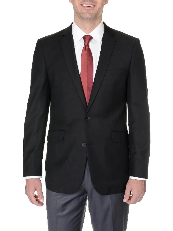 Raphael Regular Fit Solid Black Two Button Blazer Suit Jacket