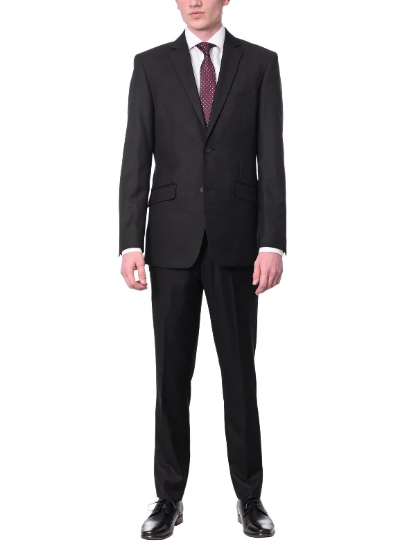 Raphael Slim Fit Solid Black Two Button Blazer Sportcoat