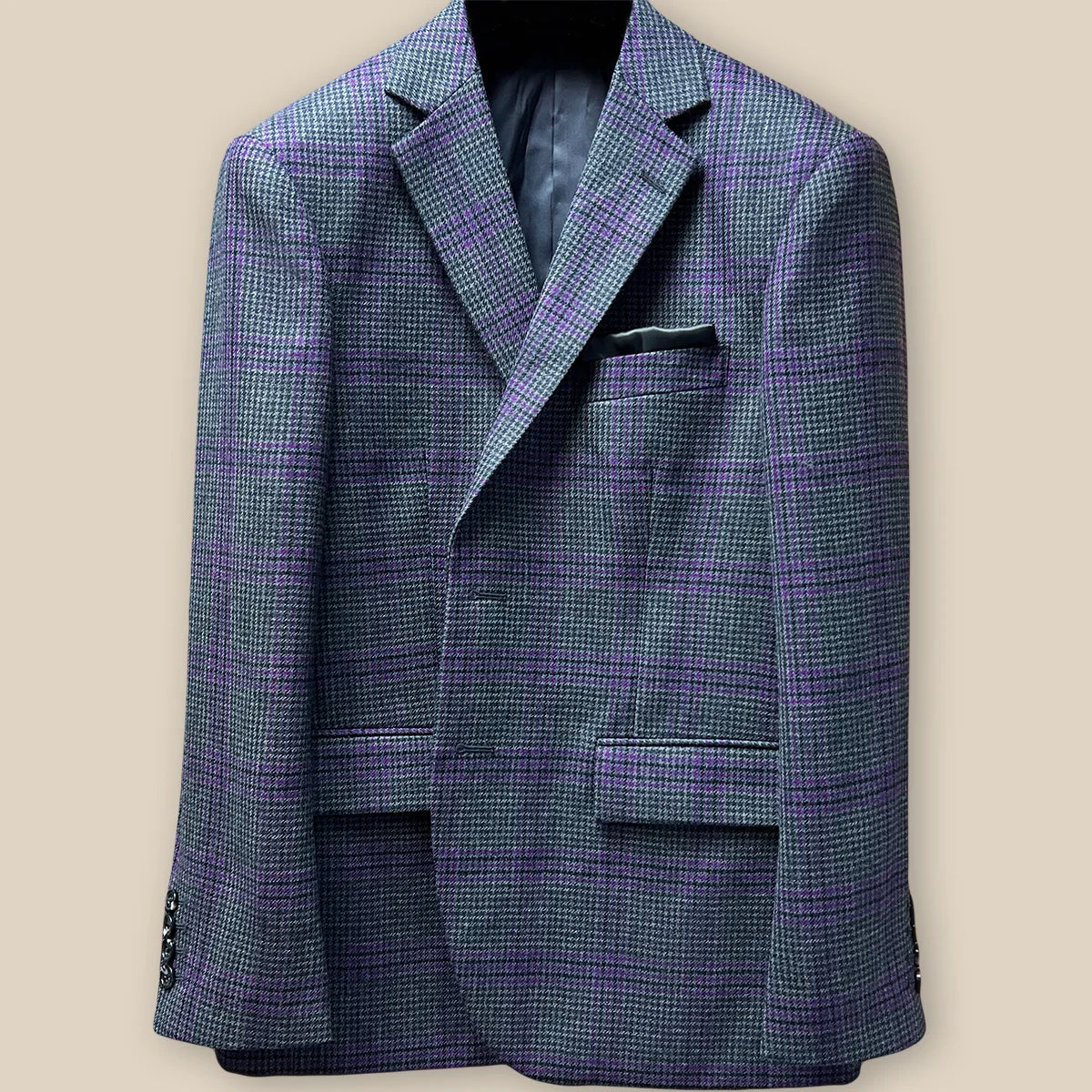 Westwood Hart Grey with Purple Plaid Houndstooth Sport Coat