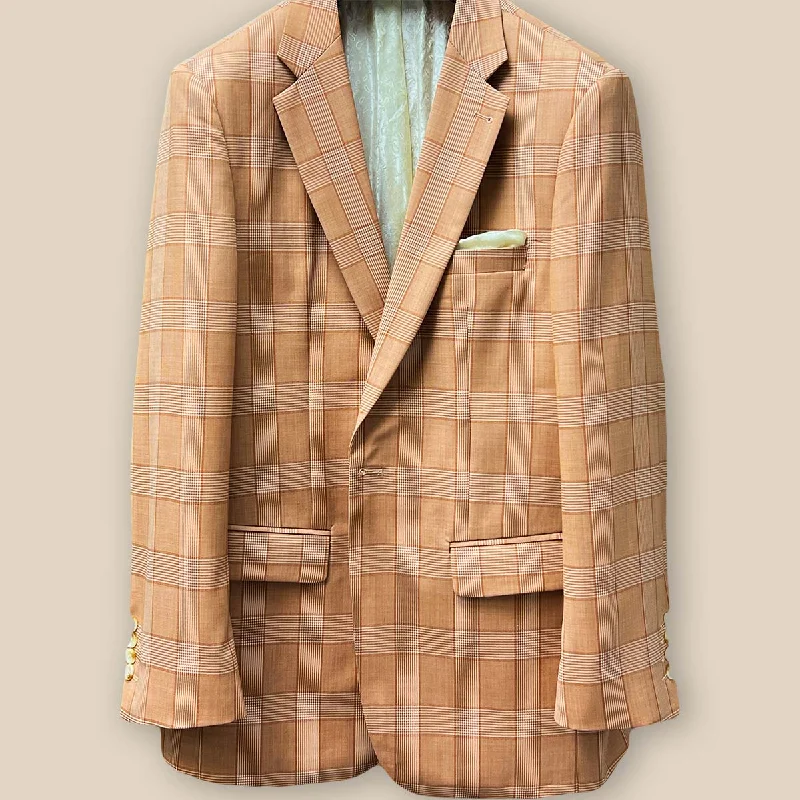 Westwood Hart Orange Prince of Wales Glen Plaid Men's Sport Coat