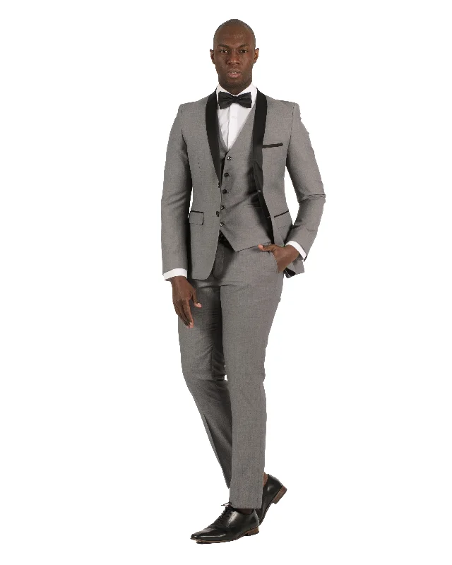 2 Button Shawl Lapel Light Grey Slim Fit Suit FF2SSX+V-1230