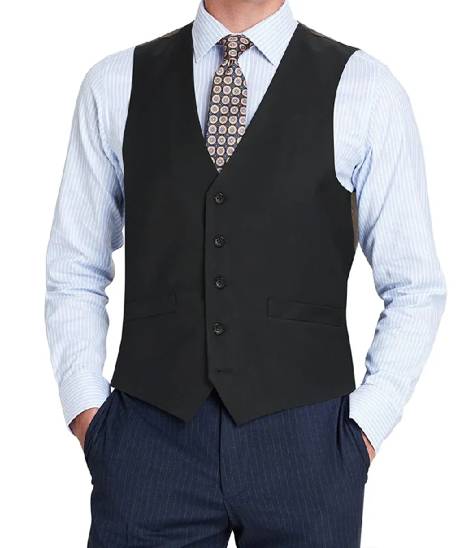 Bevagna Collection - Wool Suit Dress Vest 5 Buttons Regular Fit In Black