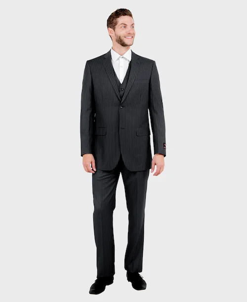 Black Pinstripe Modern Fit 3 Piece Suit