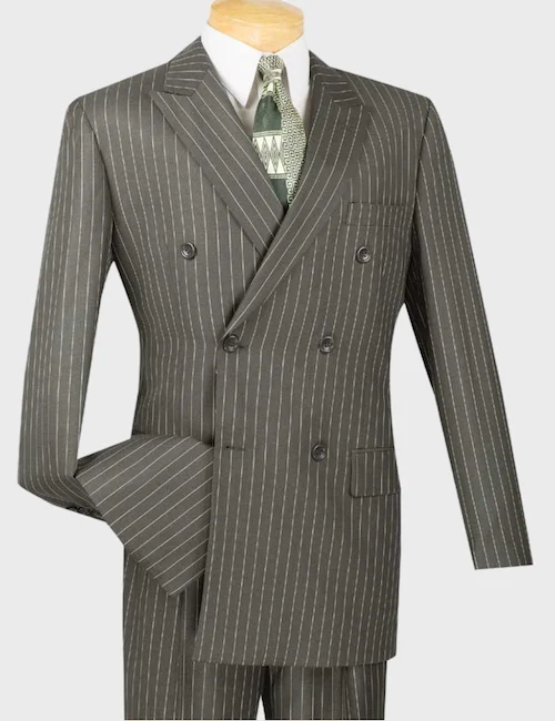 Charcoal Double Breasted Pinstripe Suit