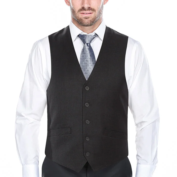 Vanderbilt Collection  - Classic Dress Vest 5 Buttons Regular Fit In Charcoal