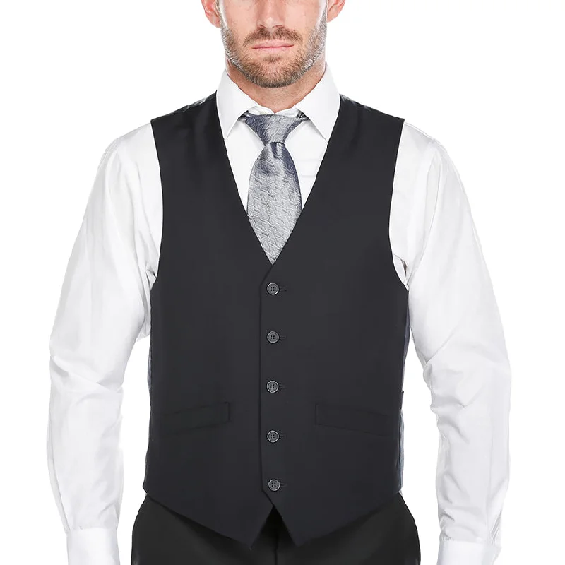 Vanderbilt Collection  - Classic Dress Vest 5 Buttons Regular Fit In Dark Navy