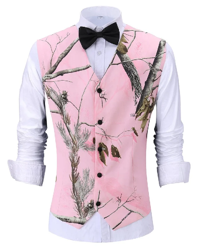 Fashion Patterned V Neck Suit Vest Slim Fit Waistcoat