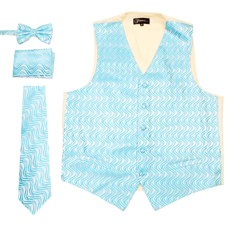 Ferrecci Mens PV150 - Turquoise/Cream Vest Set