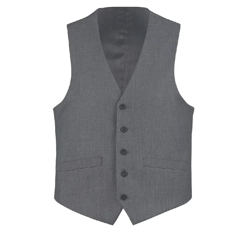 Gray Slim Fit Vest Single Breasted 5 Button Design