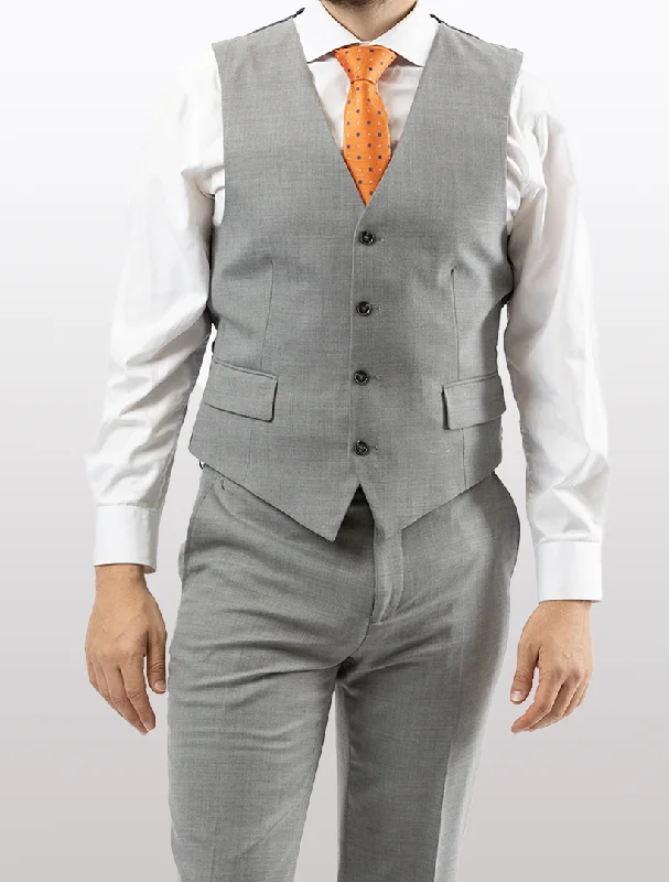 Light Grey Men's Slim-Fit Suit Separates Vest by Karako's Suits