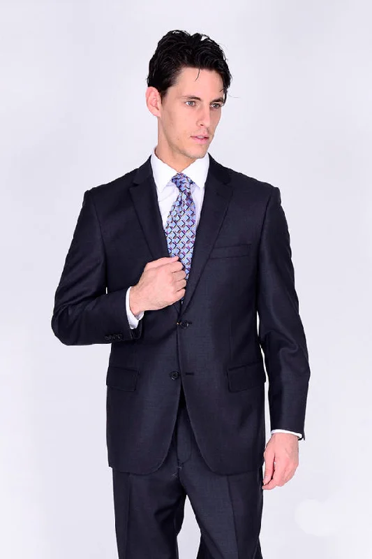 Mantoni Solid Charcoal Suit