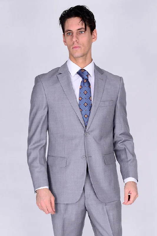 Mantoni Solid Light Grey Suit