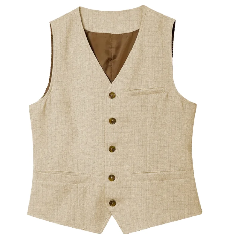 Men's Linen V Neck Vest Casual Summer Fashion Waistcoat