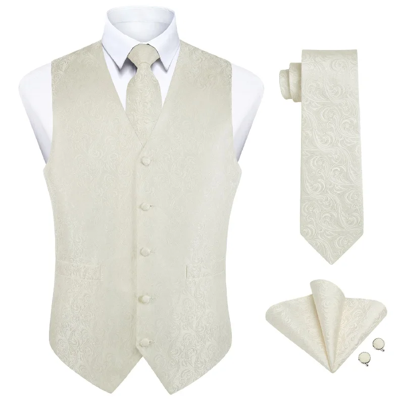 Paisley 4pc Suit Vest Set - C-BEIGE