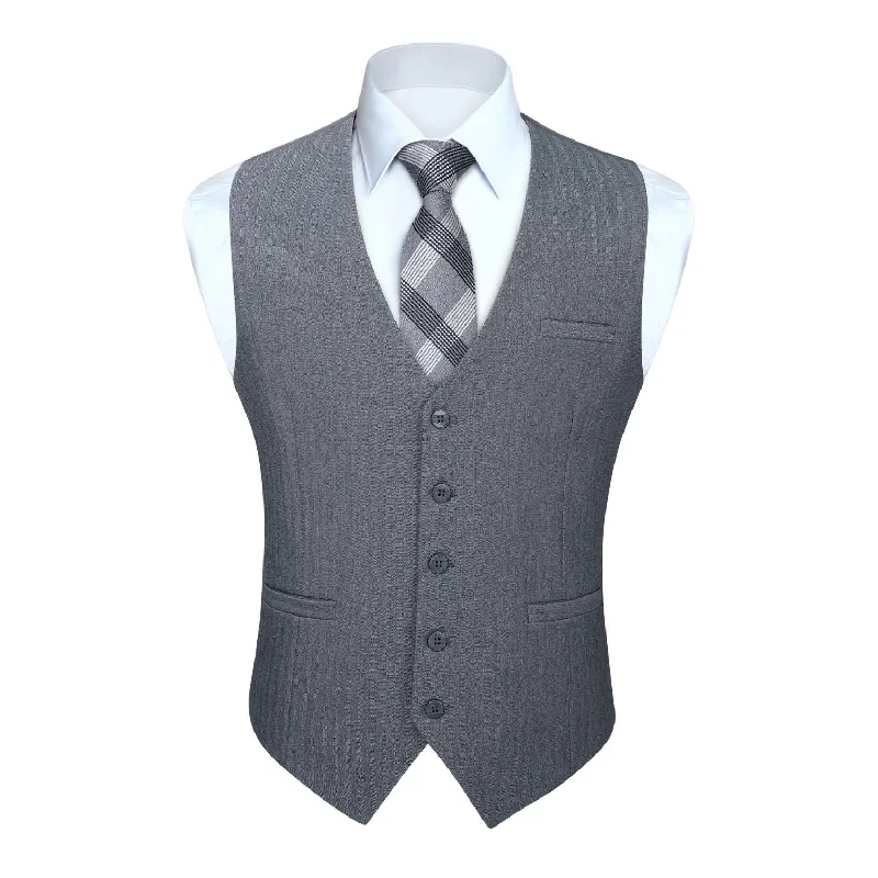 Solid Slim Suit Vest - C2-GREY