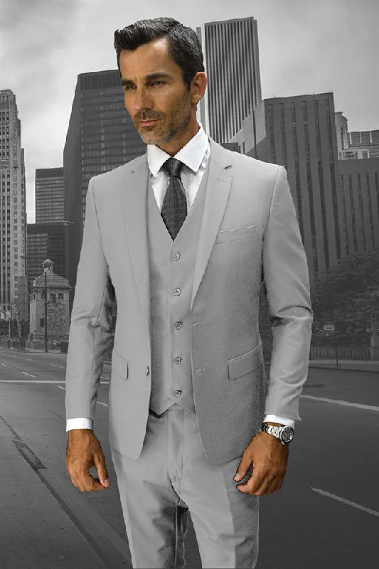 Statement "Lorenzo" Solid Ash 3-Piece Slim Fit Suit