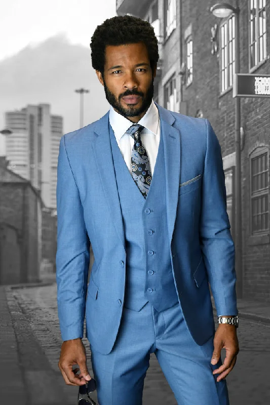 Statement "Lorenzo" Steel Blue 3-Piece Slim Fit Suit