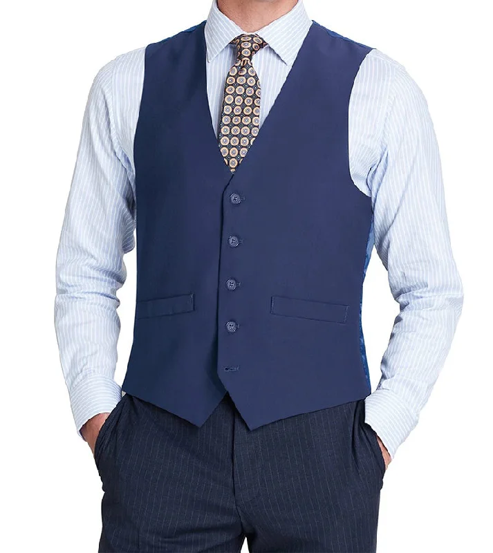 Vanderbilt Collection  - Classic Dress Vest 5 Buttons Regular Fit In Blue