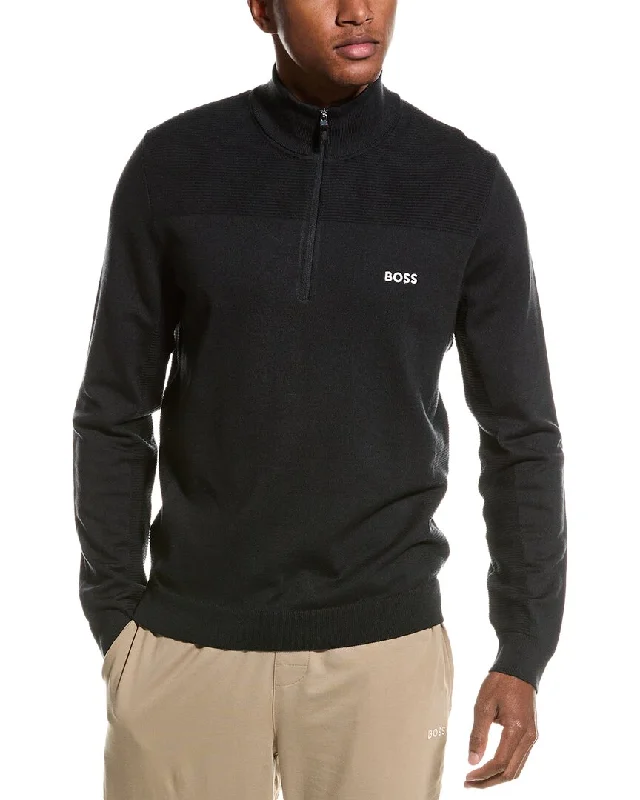 BOSS Hugo Boss Zomat 1/4-Zip Wool-Blend Mock Pullover